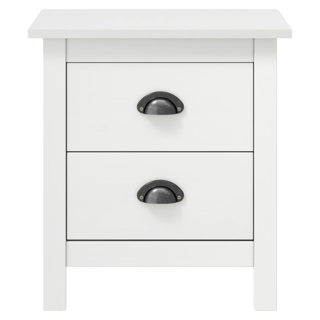 Solid Pine Wood Bedside Cabinet Hill White 46x35x49.5 cm