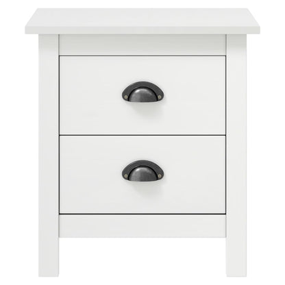 Solid Pine Wood Bedside Cabinet Hill White 46x35x49.5 cm