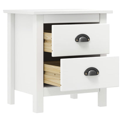Solid Pine Wood Bedside Cabinet Hill White 46x35x49.5 cm