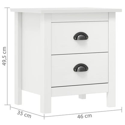 Solid Pine Wood Bedside Cabinet Hill White 46x35x49.5 cm