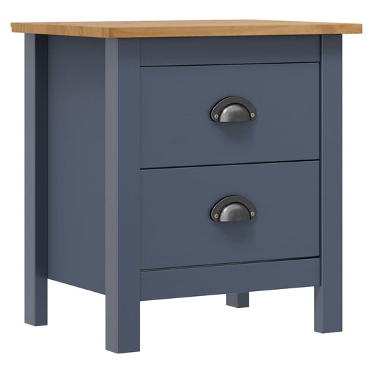 Solid Pine Wood Bedside Cabinet - Hill Grey, 46x35x49.5 cm
