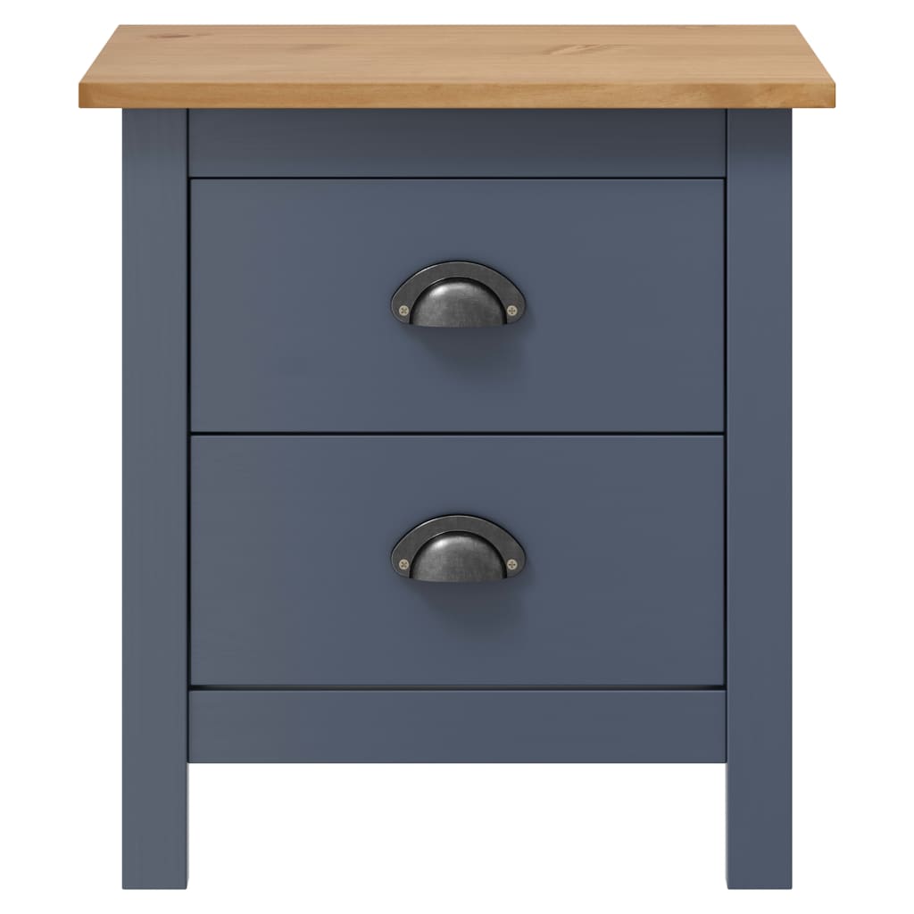 Solid Pine Wood Bedside Cabinet - Hill Grey, 46x35x49.5 cm