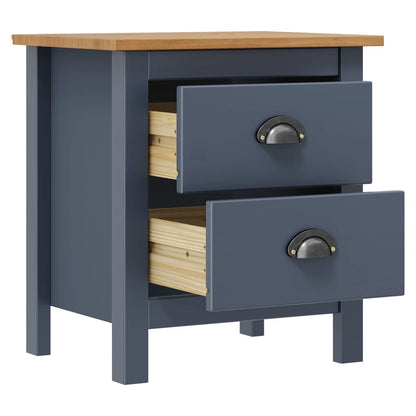 Solid Pine Wood Bedside Cabinet - Hill Grey, 46x35x49.5 cm
