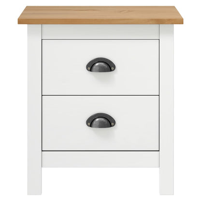 Solid Pine White Bedside Cabinet 46x35x49.5 cm - Elegant Design