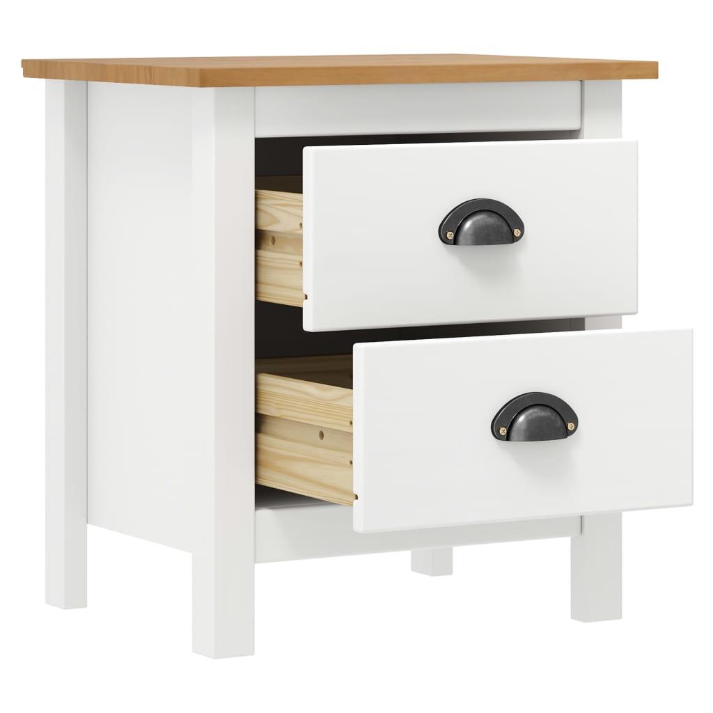 Solid Pine White Bedside Cabinet 46x35x49.5 cm - Elegant Design