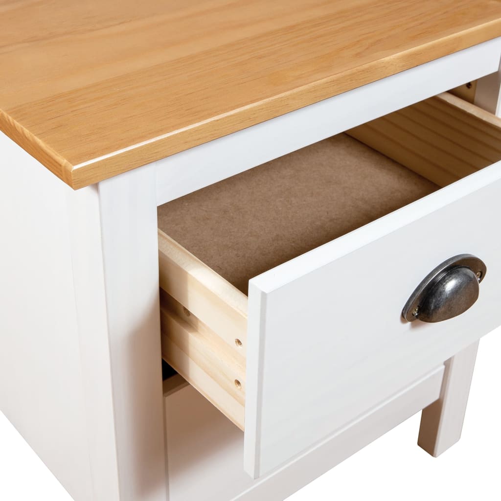 Solid Pine White Bedside Cabinet 46x35x49.5 cm - Elegant Design