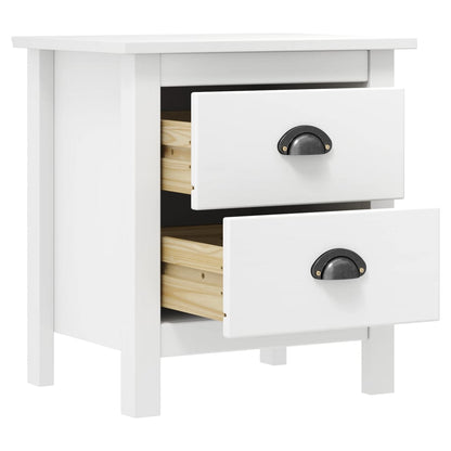 White Solid Pine Wood Bedside Cabinet Set - 2 Pcs, 46x35x49.5 cm