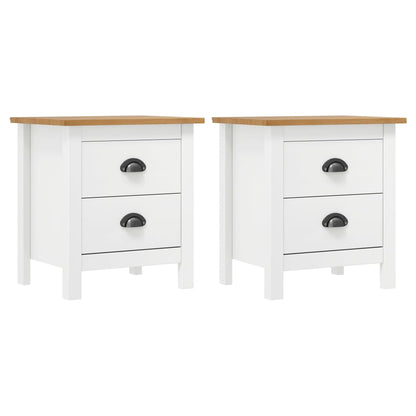 White Solid Pine Bedside Cabinet Set - 2 pcs, 46x35x49.5 cm