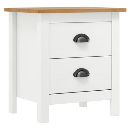 White Solid Pine Bedside Cabinet Set - 2 pcs, 46x35x49.5 cm