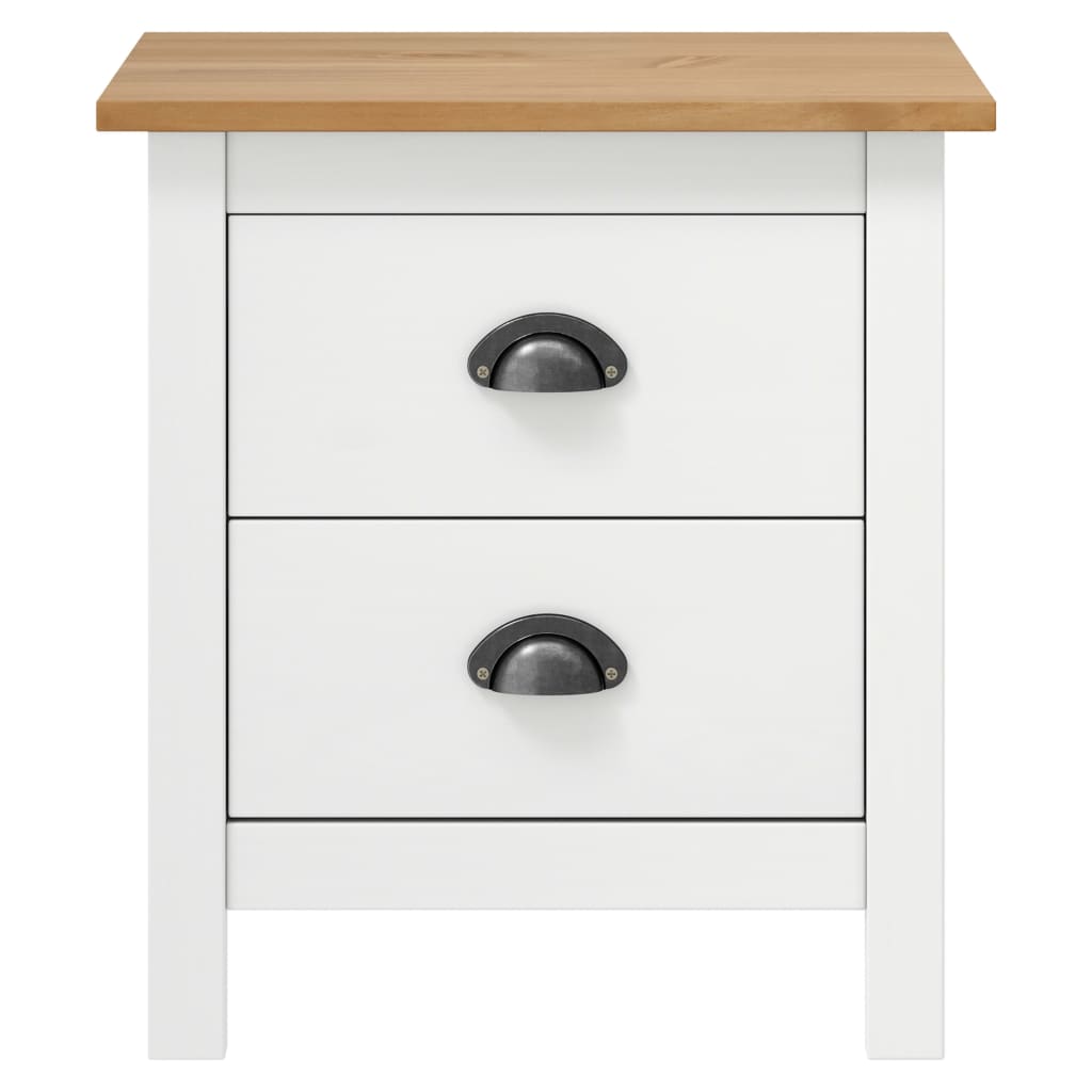 White Solid Pine Bedside Cabinet Set - 2 pcs, 46x35x49.5 cm