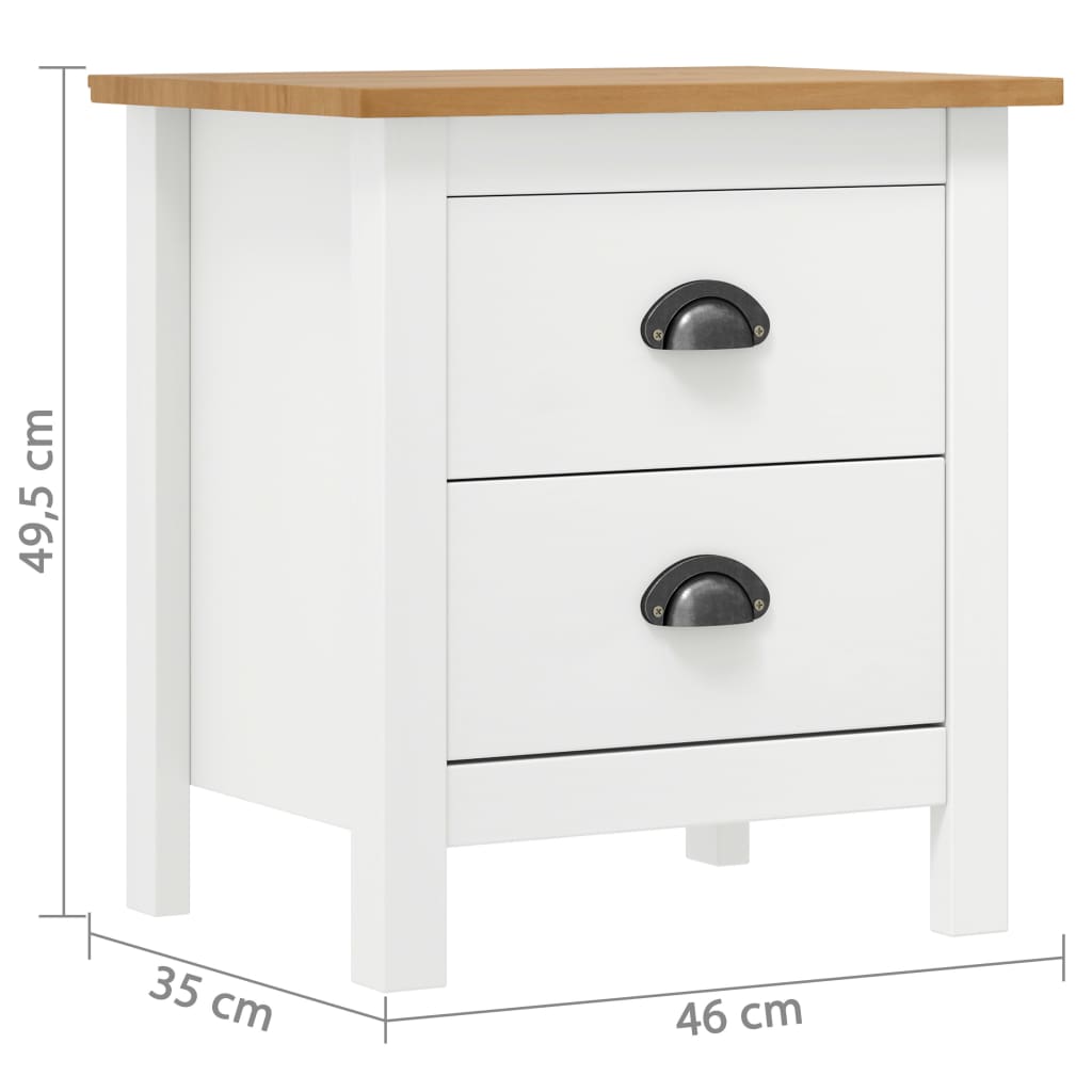 White Solid Pine Bedside Cabinet Set - 2 pcs, 46x35x49.5 cm