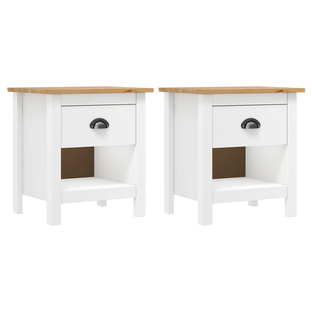 Solid Pine Wood Bedside Cabinets 2 pcs, Hill 46x35x49.5 cm