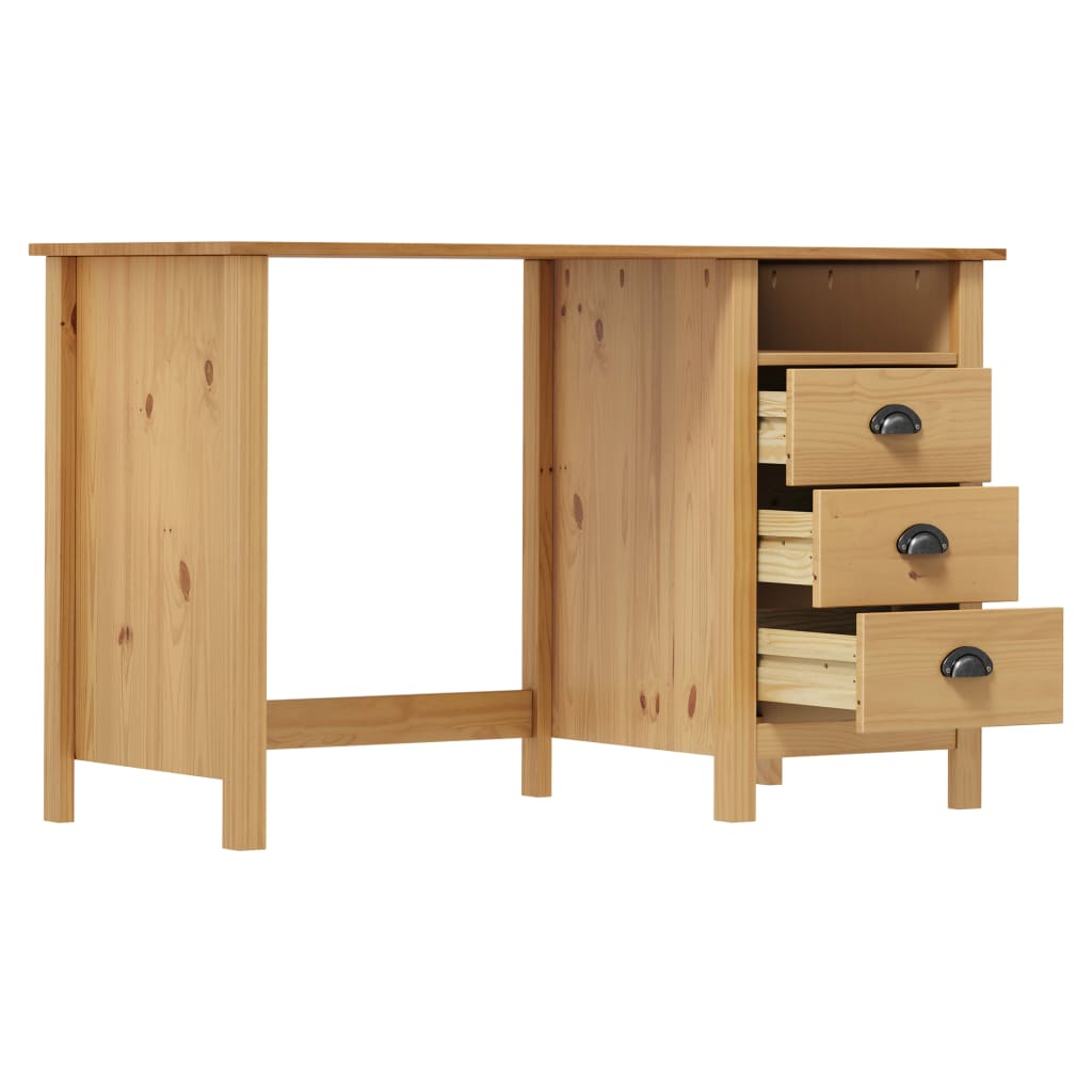 Solid Pine Desk Hill with 3 Drawers - 120x50x74 cm