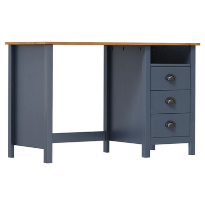 Solid Pine Wooden Desk Hill with 3 Drawers, Grey, 120x50x74 cm