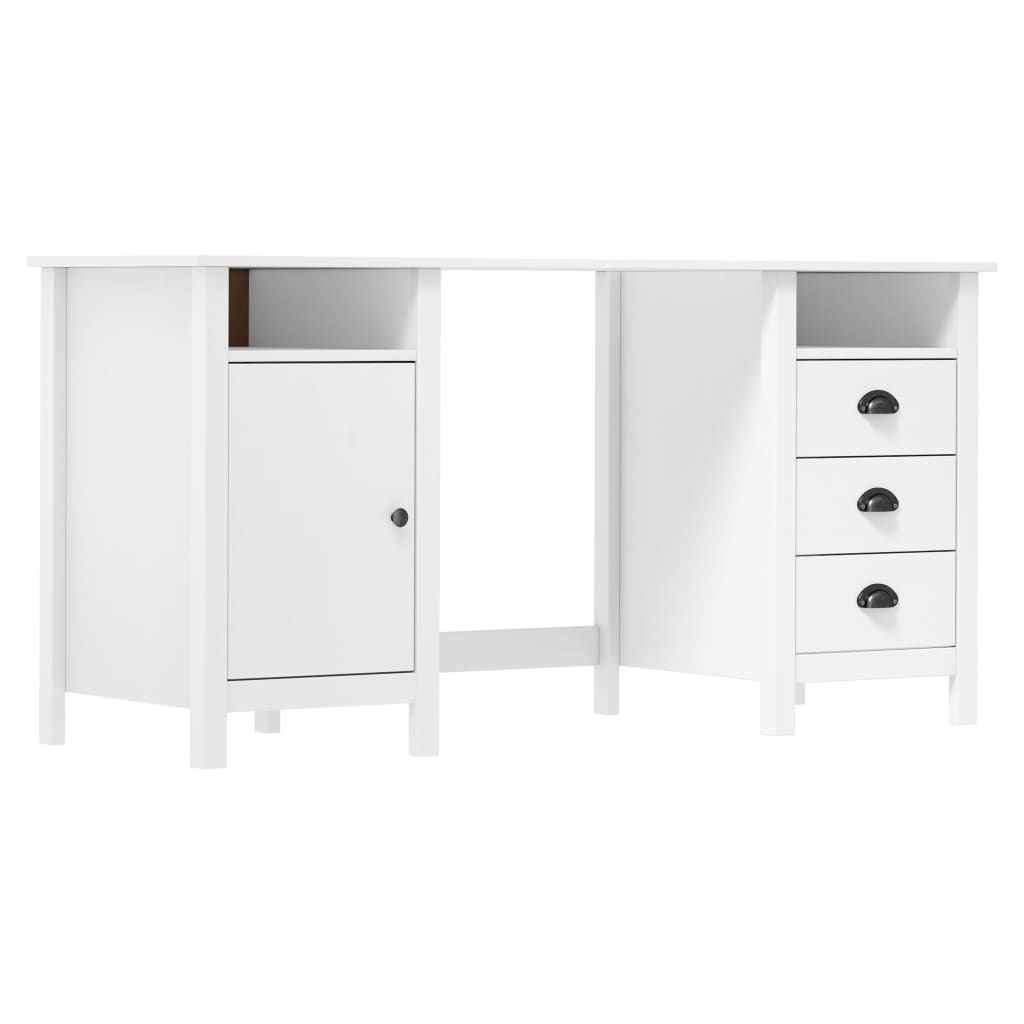 Solid Pine Wood Desk - Hill White, 150x50x74 cm