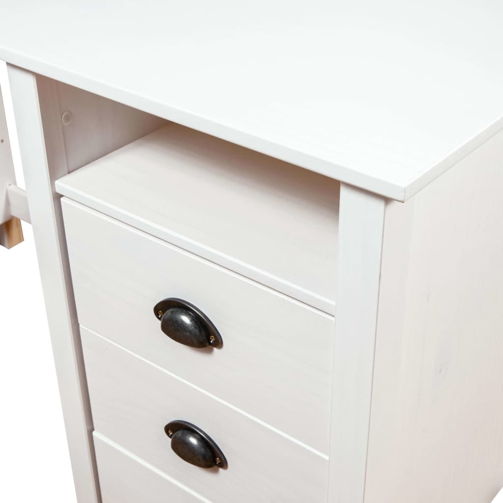 Solid Pine Wood Desk - Hill White, 150x50x74 cm