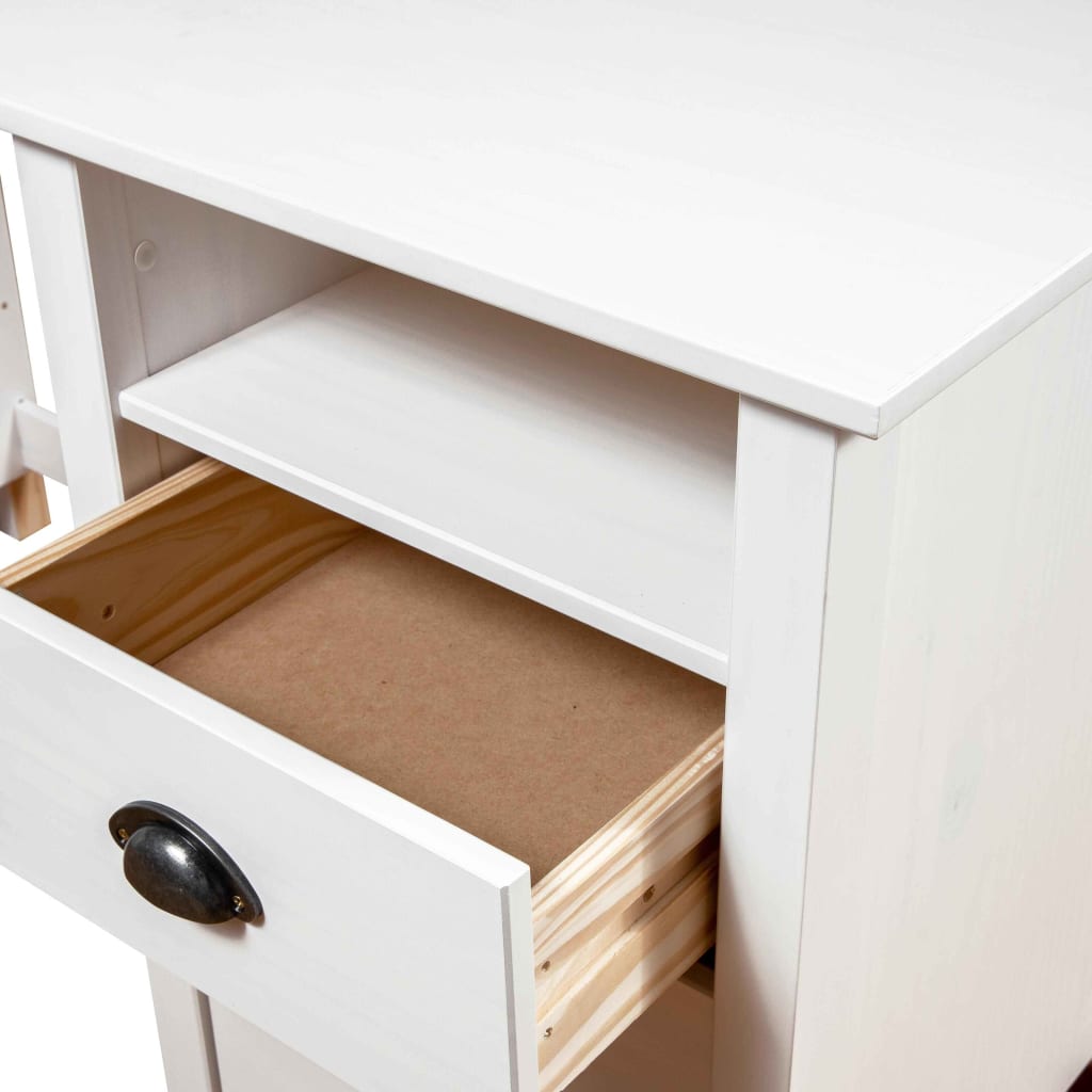 Solid Pine Wood Desk - Hill White, 150x50x74 cm
