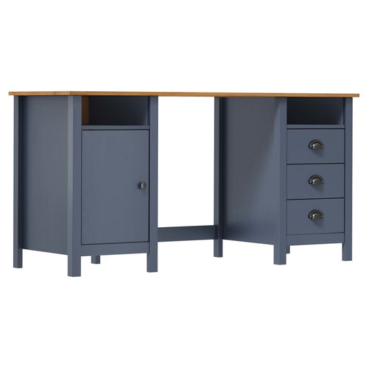 Solid Pine Wood Desk Hill in Grey, 150x50x74 cm