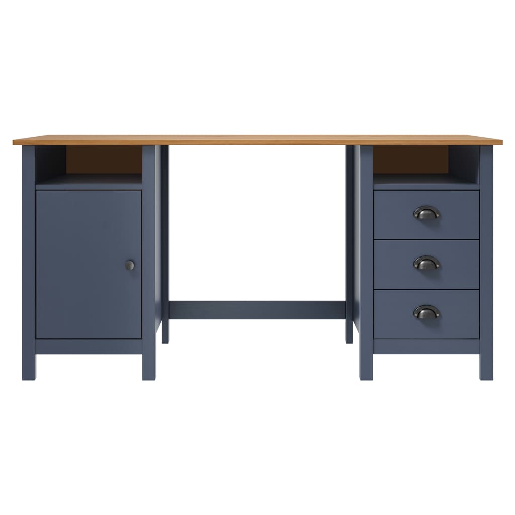 Solid Pine Wood Desk Hill in Grey, 150x50x74 cm
