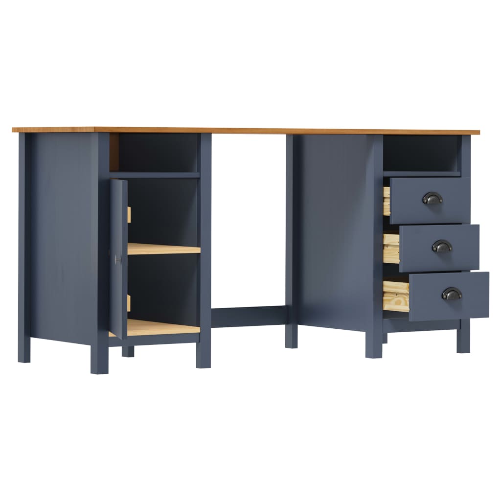 Solid Pine Wood Desk Hill in Grey, 150x50x74 cm