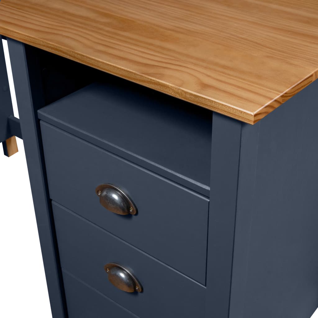 Solid Pine Wood Desk Hill in Grey, 150x50x74 cm