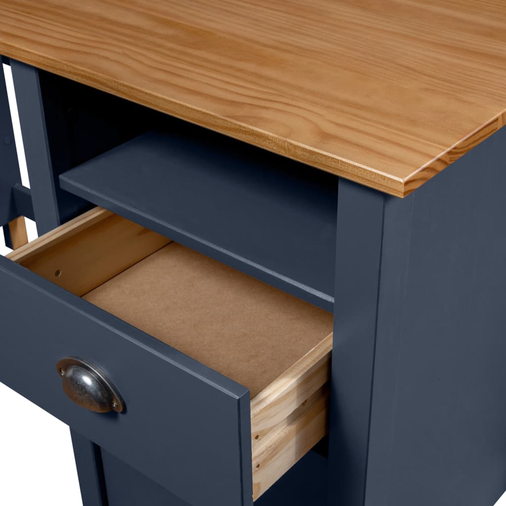Solid Pine Wood Desk Hill in Grey, 150x50x74 cm