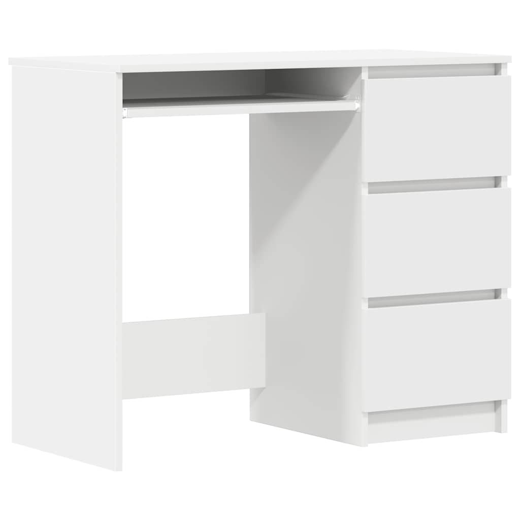 Compact White Desk 90x45x76 cm - Engineered Wood Design