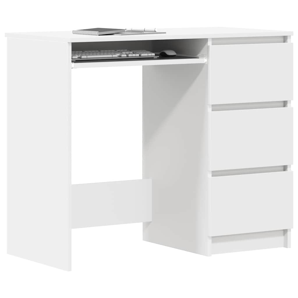 Compact White Desk 90x45x76 cm - Engineered Wood Design