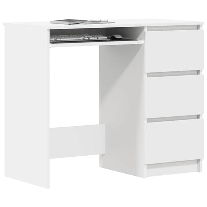 Compact White Desk 90x45x76 cm - Engineered Wood Design