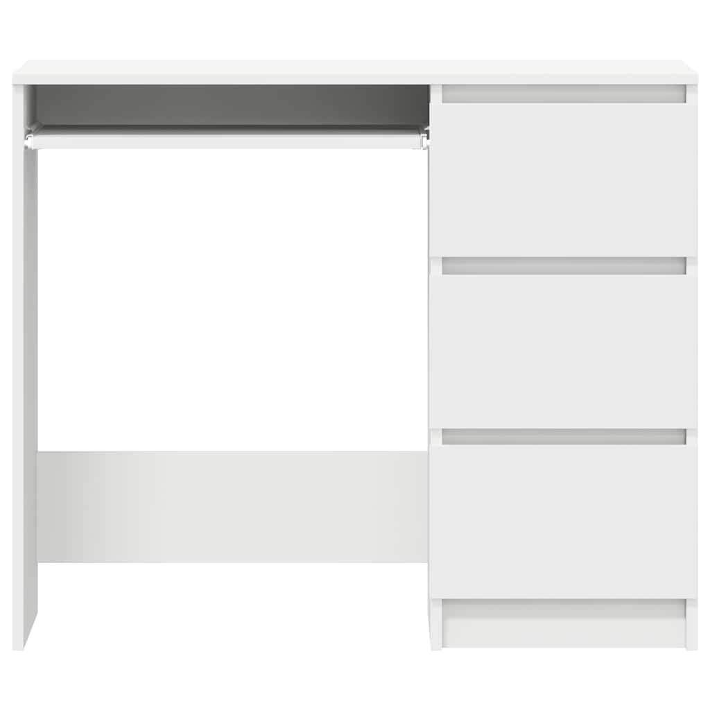 Compact White Desk 90x45x76 cm - Engineered Wood Design