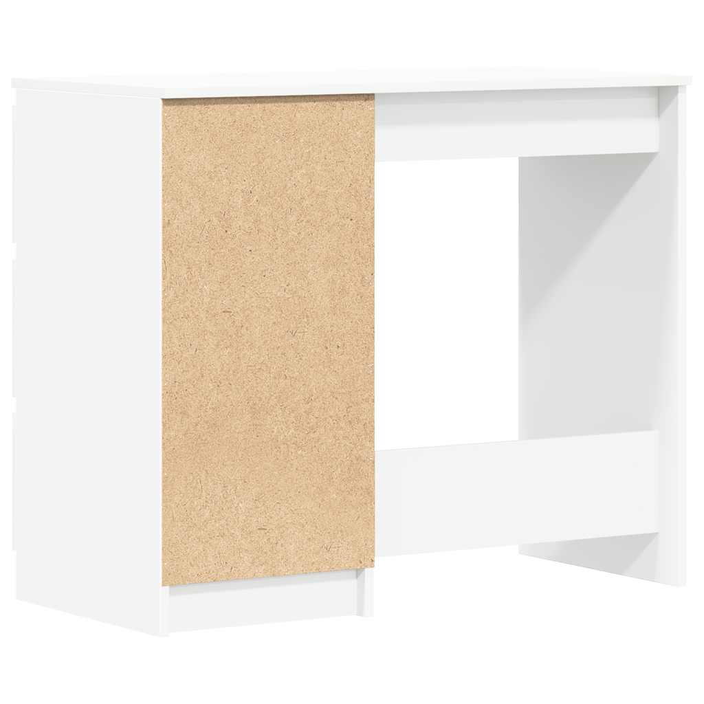 Compact White Desk 90x45x76 cm - Engineered Wood Design