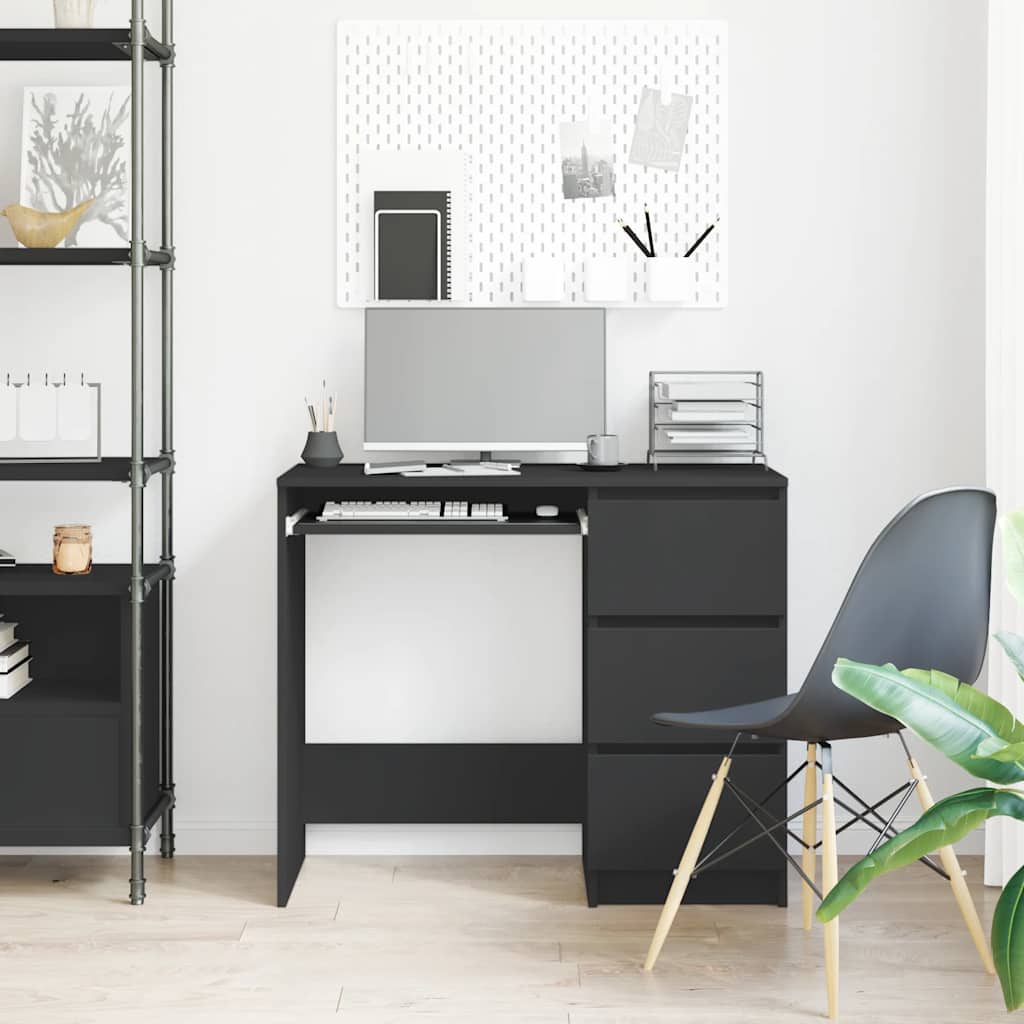 Sleek Black Engineered Wood Desk 90x45x76 cm