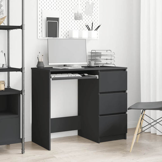 Sleek Black Engineered Wood Desk 90x45x76 cm