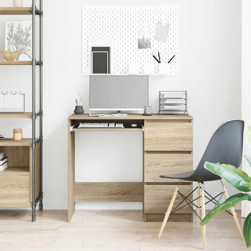 Sonoma Oak Desk 90x45x76 cm - Sturdy Engineered Wood Design