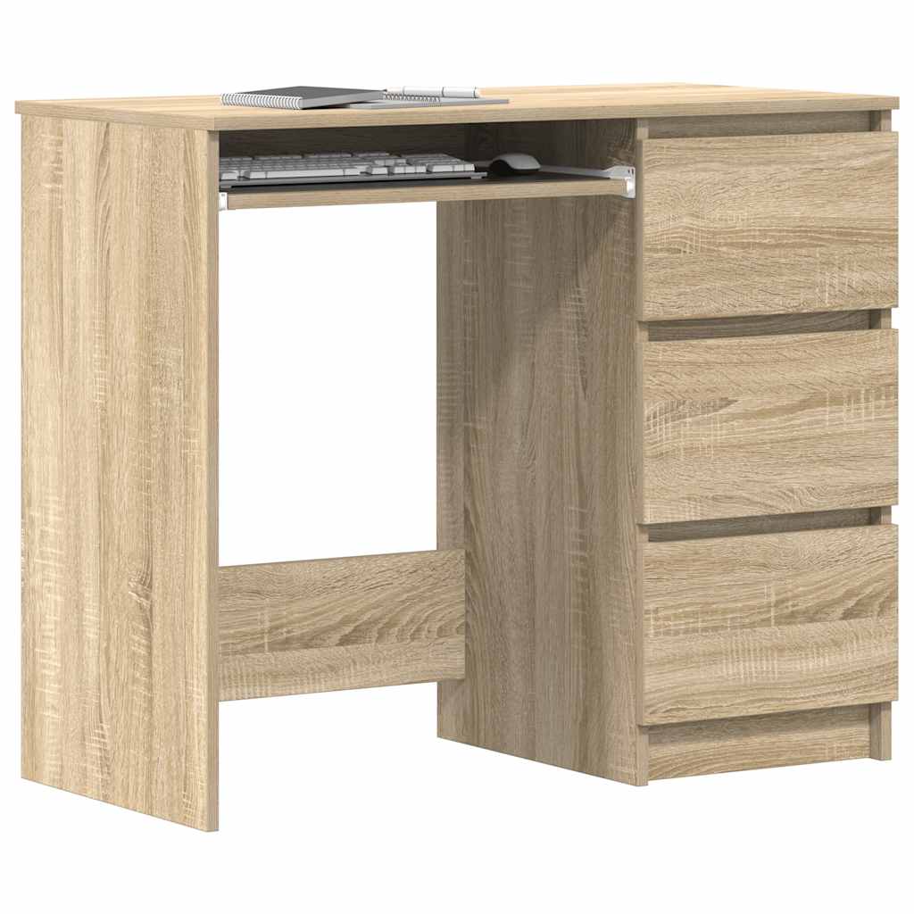Sonoma Oak Desk 90x45x76 cm - Sturdy Engineered Wood Design