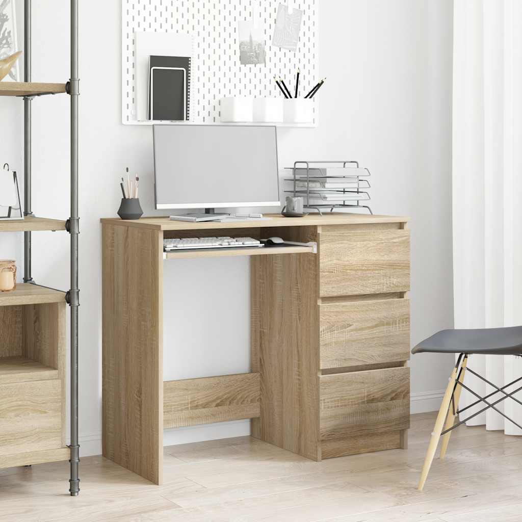 Sonoma Oak Desk 90x45x76 cm - Sturdy Engineered Wood Design