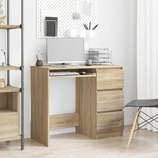 Sonoma Oak Desk 90x45x76 cm - Sturdy Engineered Wood Design