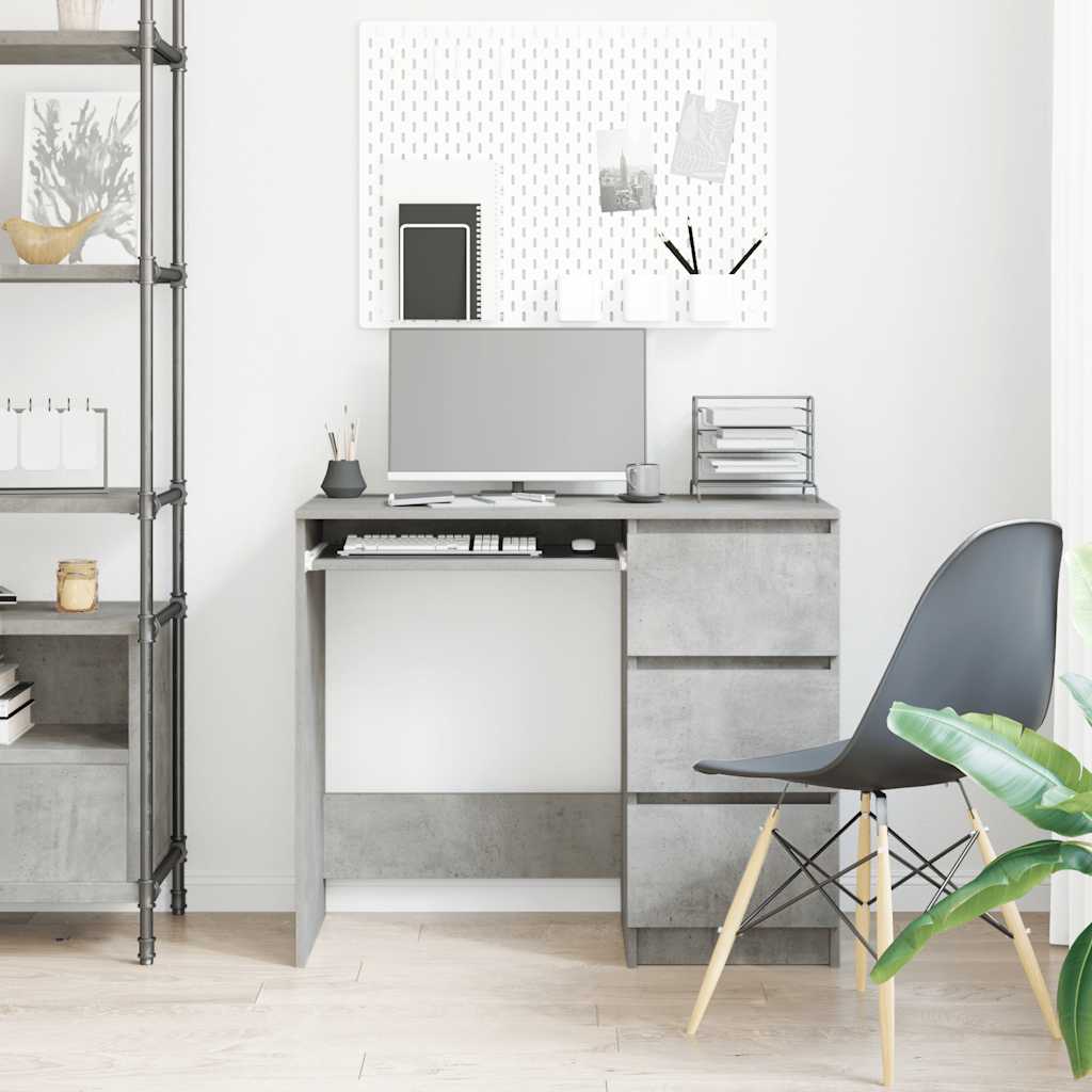 Concrete Grey Desk, 90x45x76 cm, Engineered Wood, Modern Design