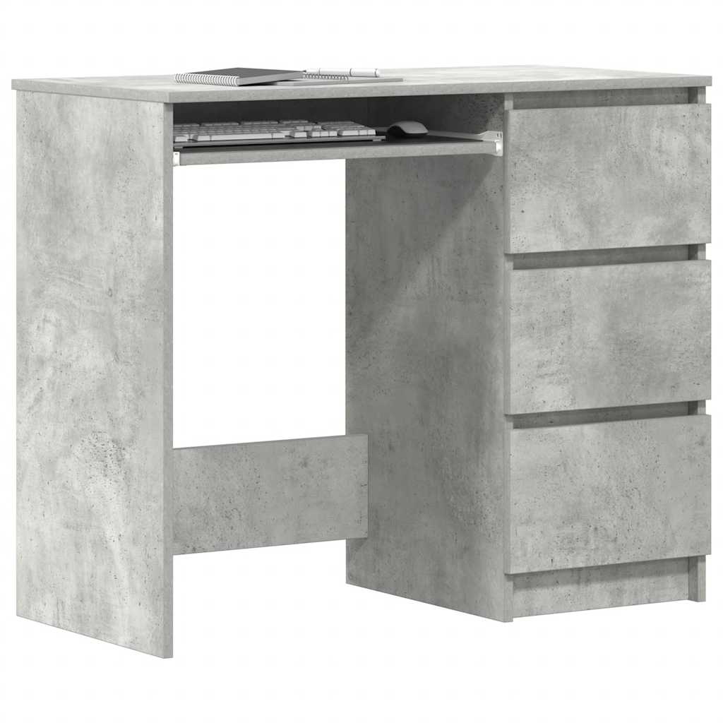 Concrete Grey Desk, 90x45x76 cm, Engineered Wood, Modern Design