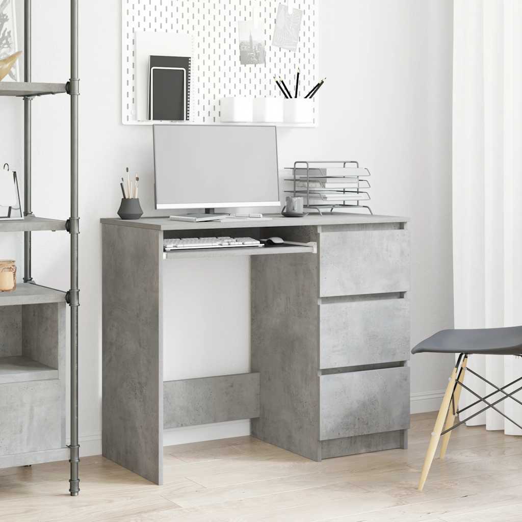 Concrete Grey Desk, 90x45x76 cm, Engineered Wood, Modern Design