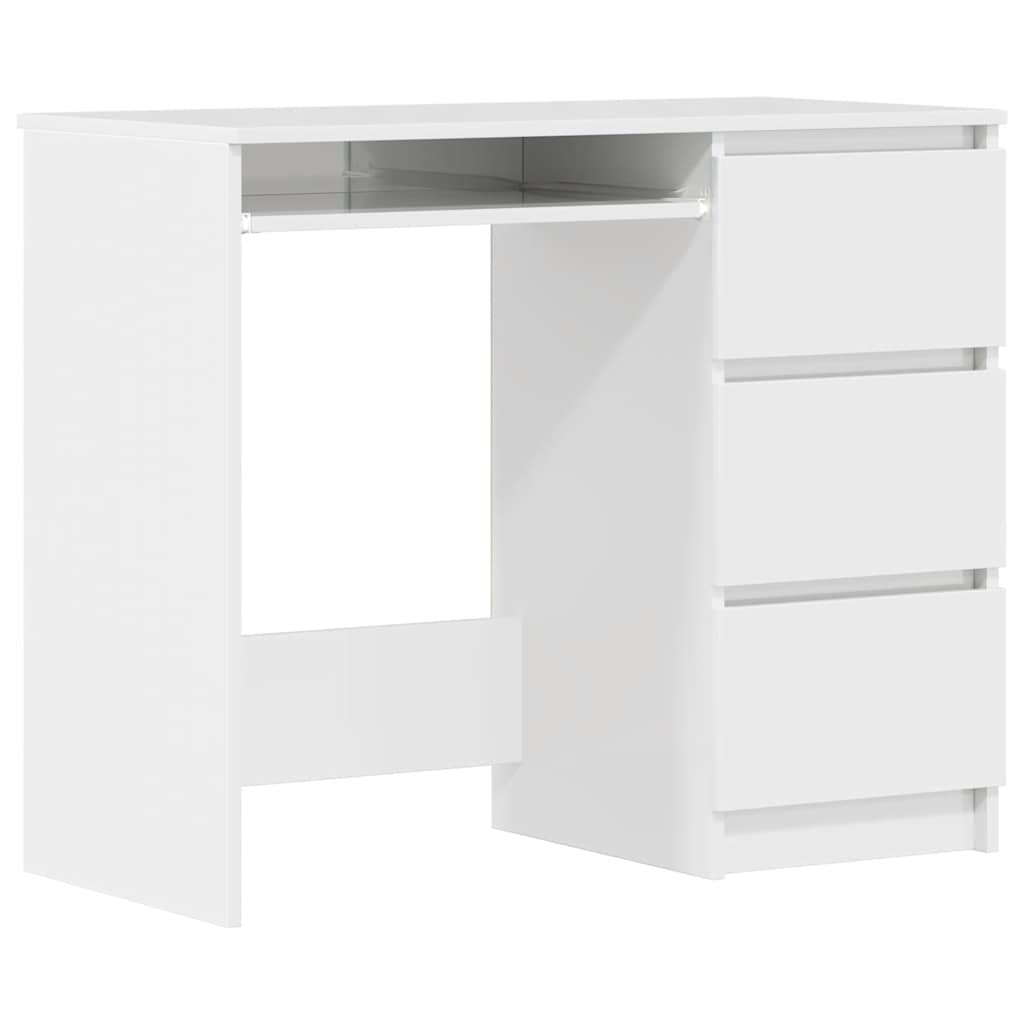 High Gloss White Desk 90x45x76 cm | Engineered Wood