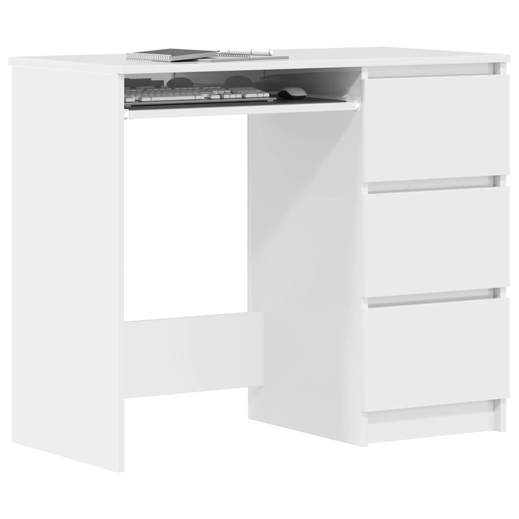 High Gloss White Desk 90x45x76 cm | Engineered Wood