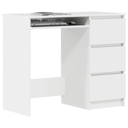 High Gloss White Desk 90x45x76 cm | Engineered Wood