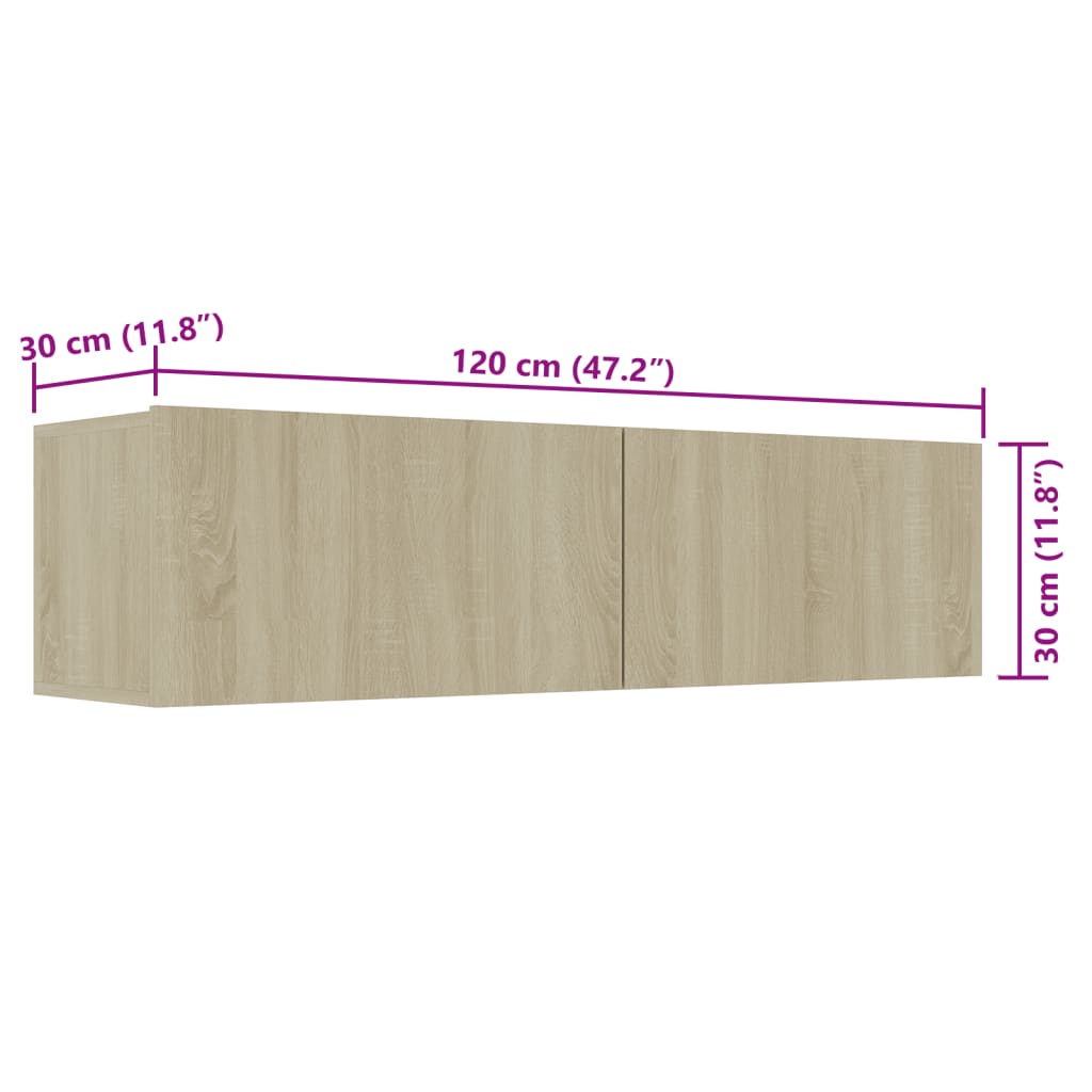 TV Cabinet Sonoma Oak 120x30x30 cm Engineered Wood