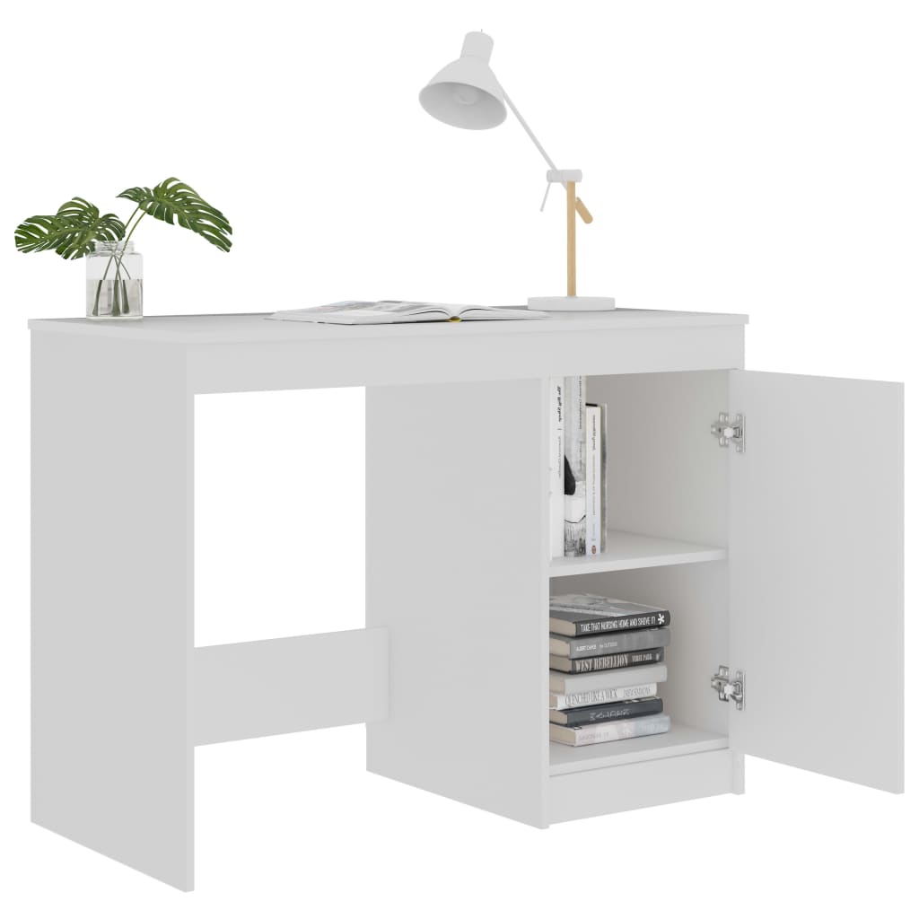 Sleek White Desk 100x50x76 cm - Engineered Wood Finish