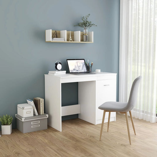 Sleek White Desk 100x50x76 cm - Engineered Wood Finish