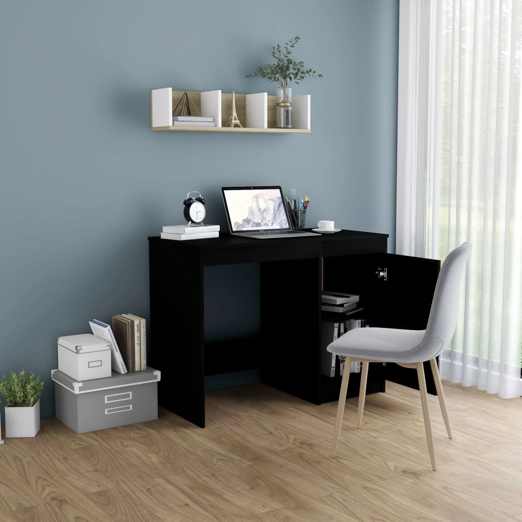 Sleek Black Engineered Wood Desk 100x50x76 cm