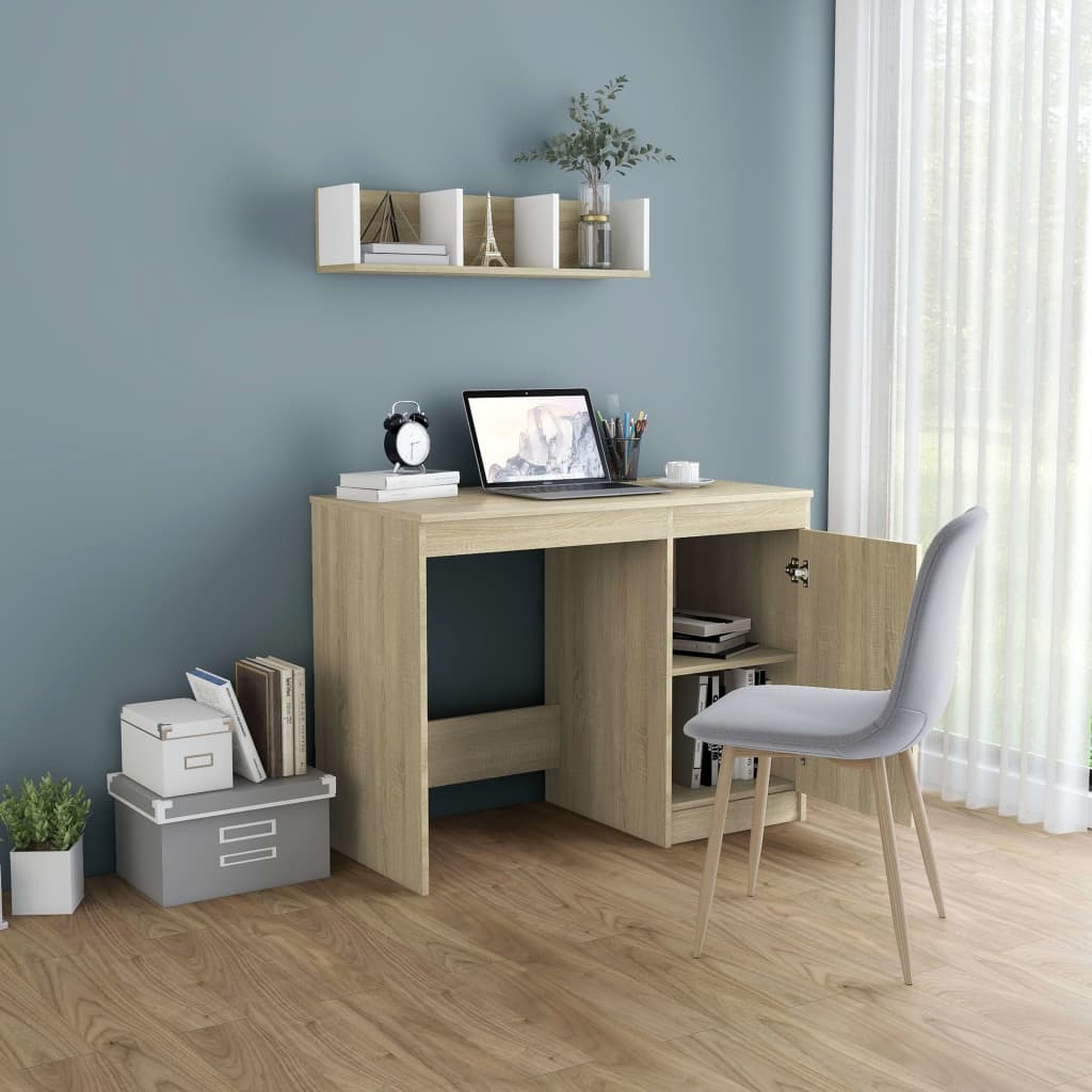 Compact Sonoma Oak Desk, 100x50x76 cm, Engineered Wood