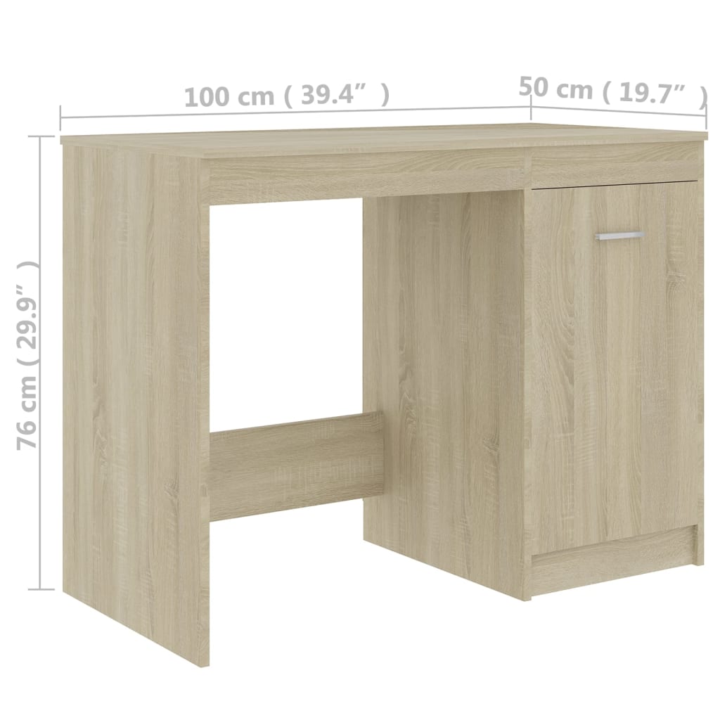 Compact Sonoma Oak Desk, 100x50x76 cm, Engineered Wood