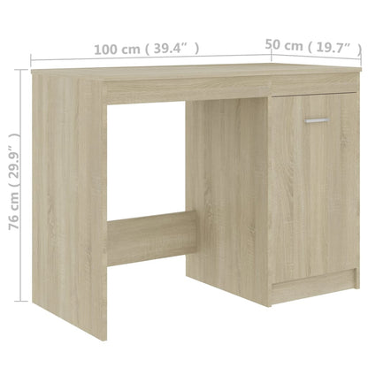 Compact Sonoma Oak Desk, 100x50x76 cm, Engineered Wood